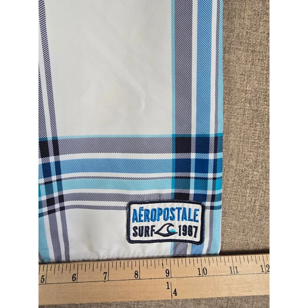 Aeropostale Mens Blue White Plaid Board Shorts Swim Trunks Size 28 7184AH11